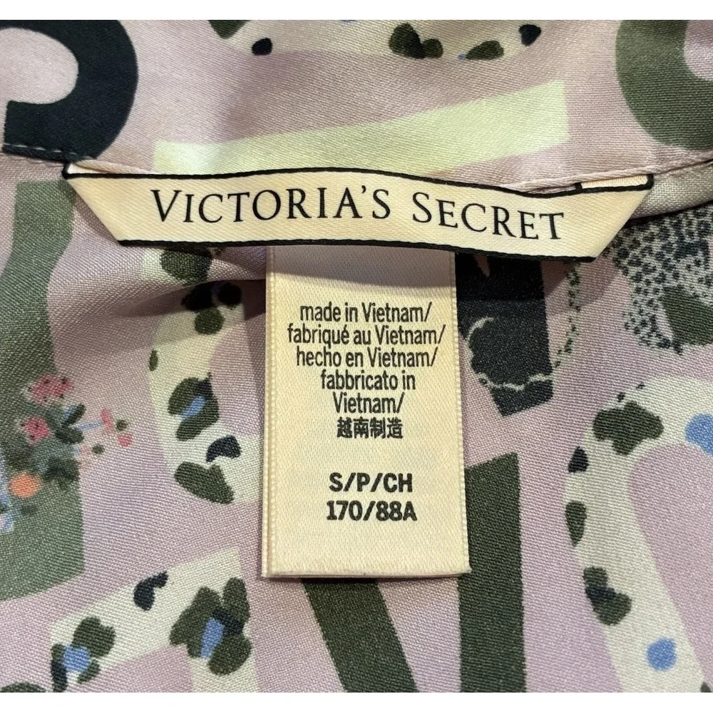 Victorias Secret Satin Pajama Set 2 Piece Love Logo Shorts Purple Lavender S
